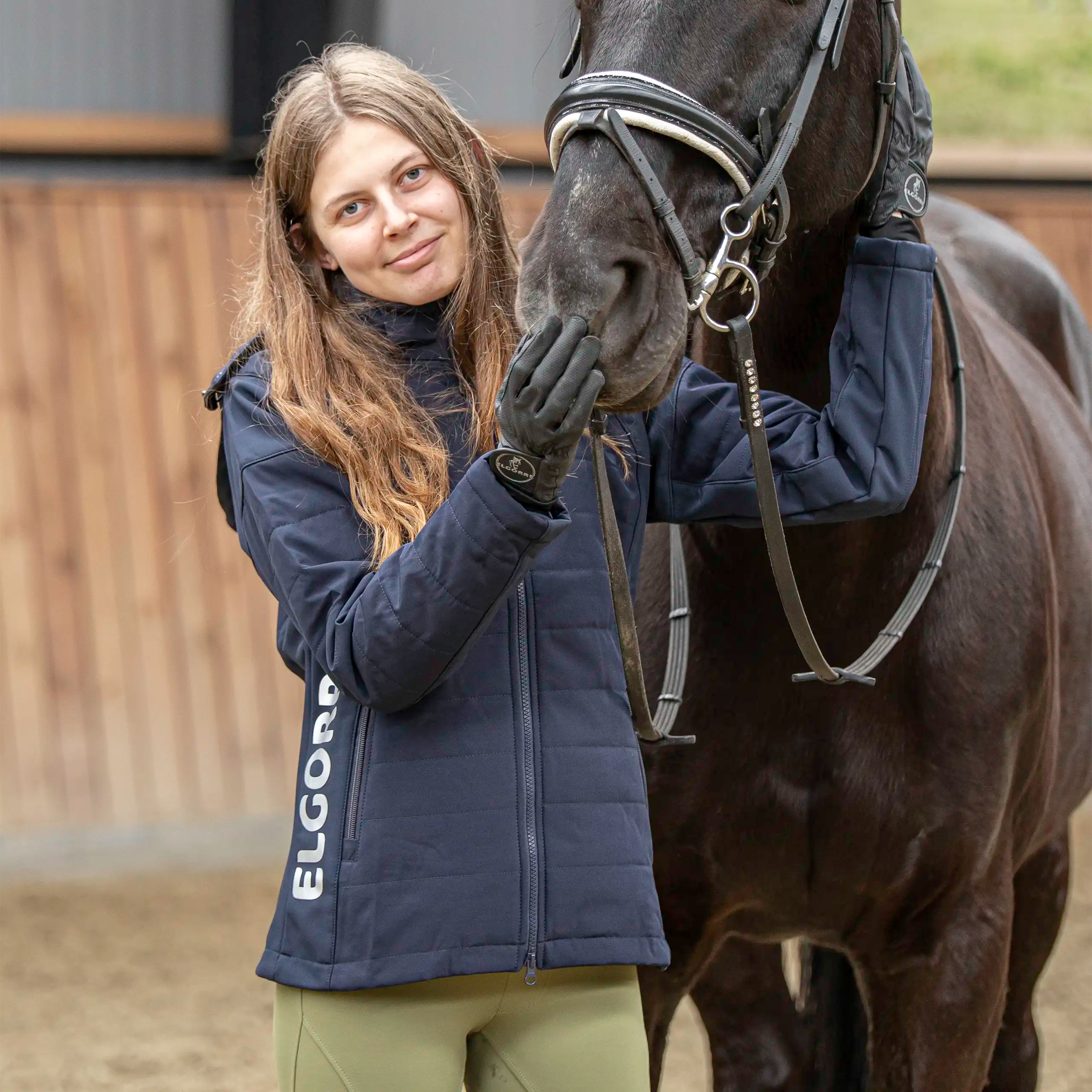 Kort ridejakke Armino i navy med lynlås og lommer